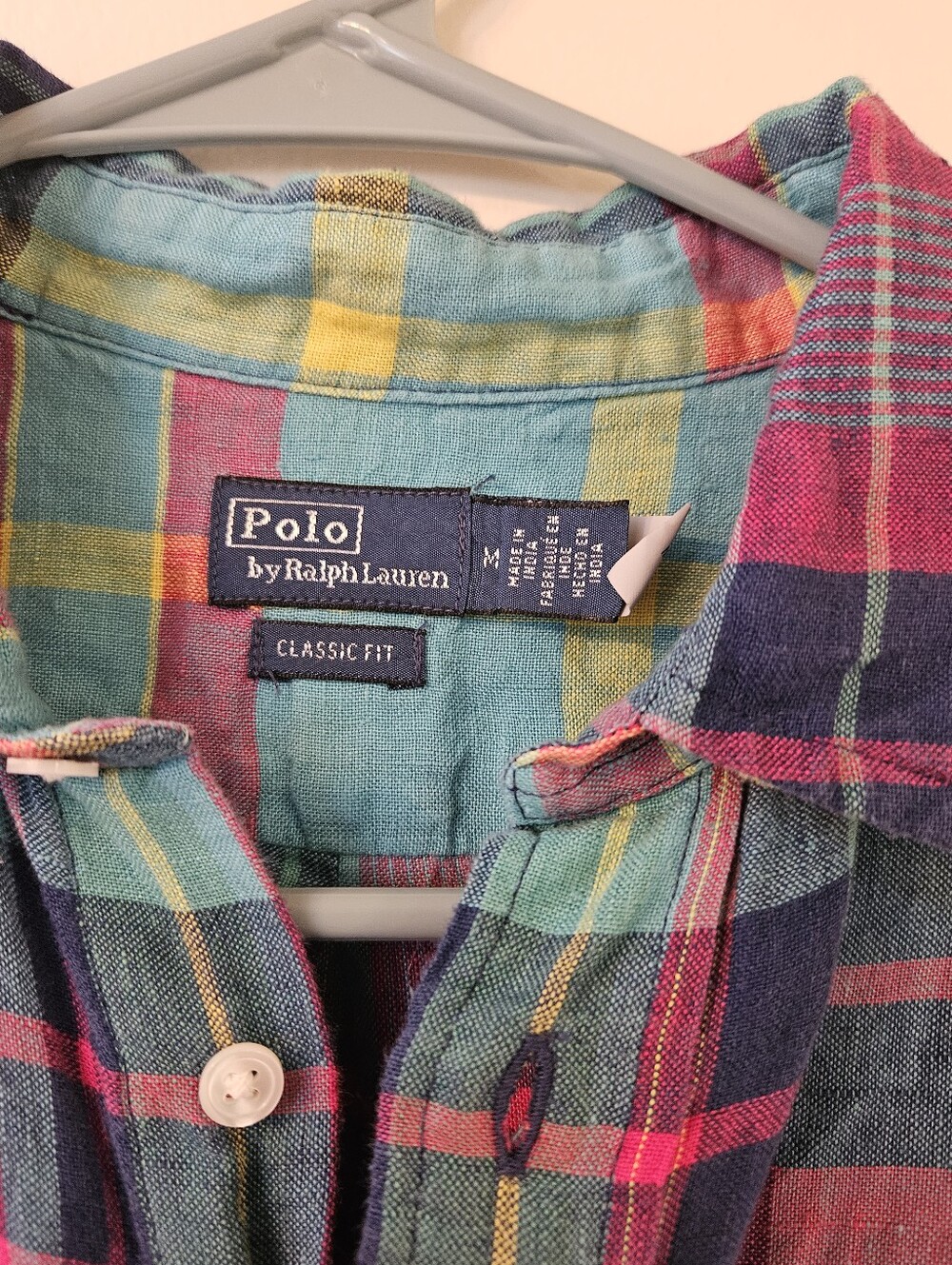 Women's POLO Ralph Lauren Linen Plaid Button Down Medium - Picture 5 of 6
